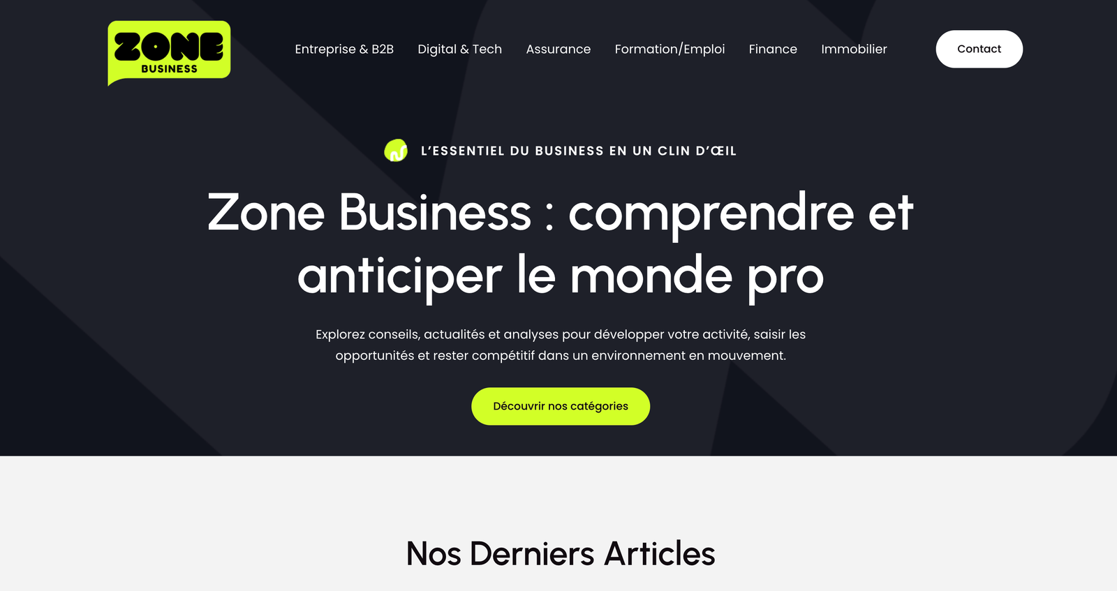 page d'accueil zone-business.fr